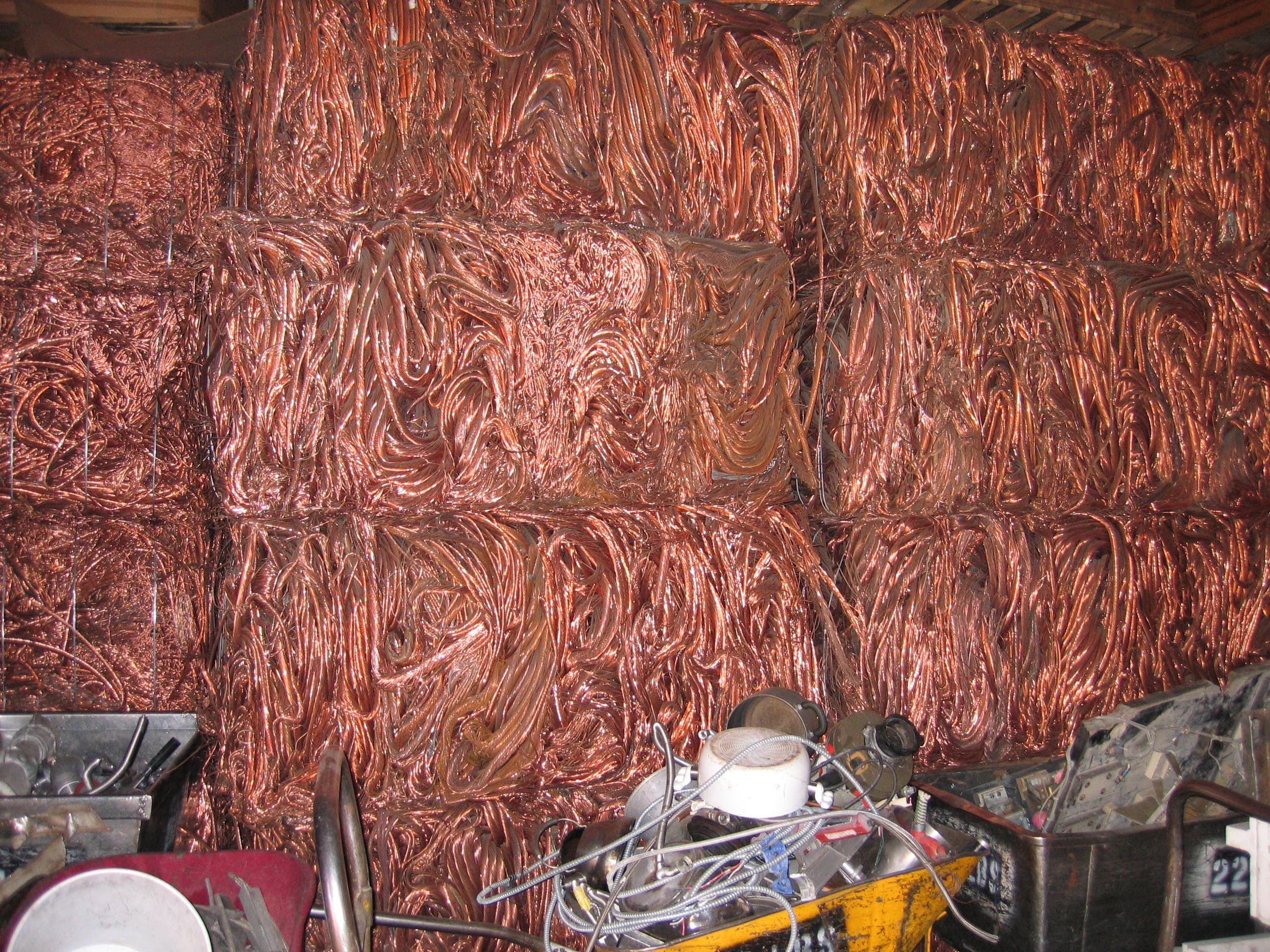 Baled copper material ready for export